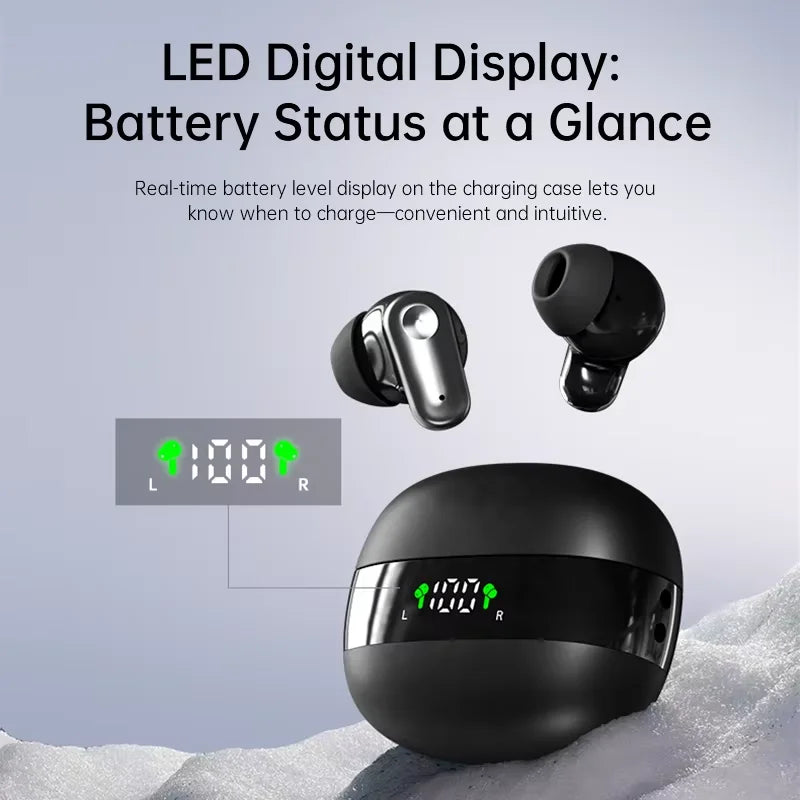 MINI550-Wireless Headphones, High-Fidelity Stereo Headphones, with Noise Cancellation Feature and LED Display, Mini Headphones