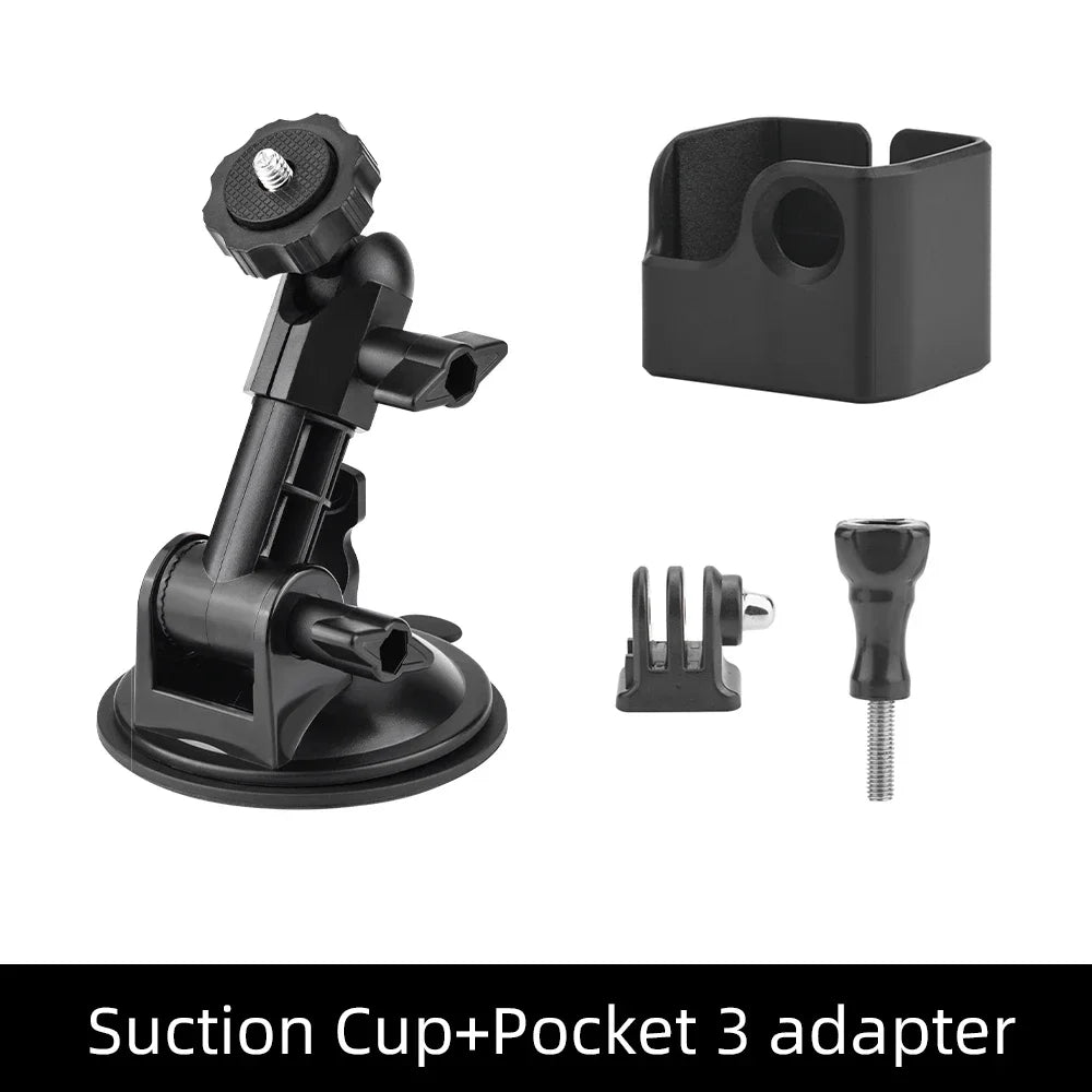 BRDRC Car Glass Suction Cup For DJI Pocket 3/Gopro Hero12 11 10 9/Insta 360/Action Camera Phone Adjustable Stable Mount Holder